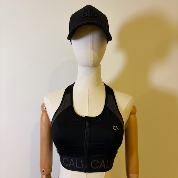 Calvin Klein Other - Calvin Klein Performance Front Zip Sports Bra Black/Gray Size Small